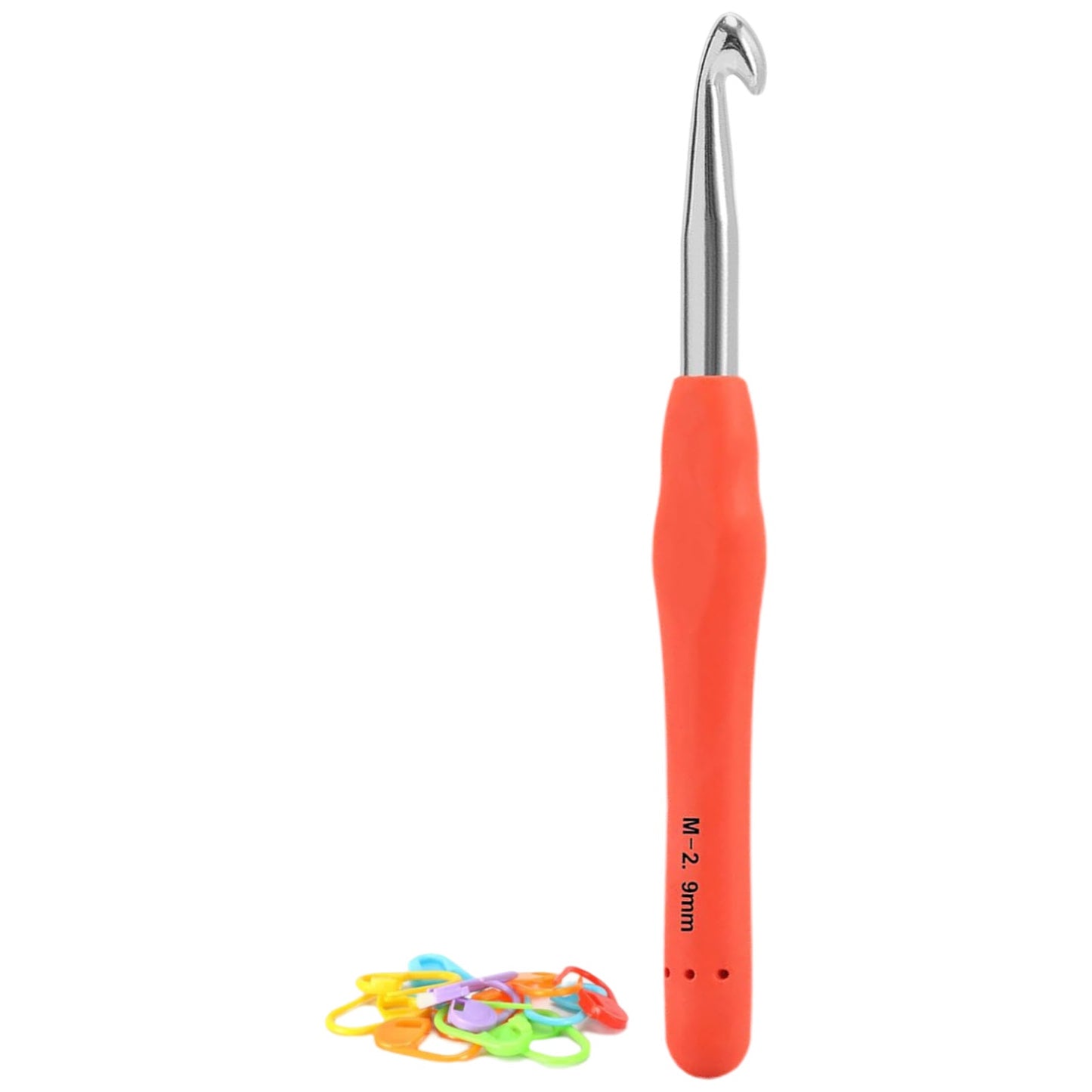 Extra Long Crochet Hook Ergonomic Anti Slip Handle with Stitch Markers for Knitting Crochet