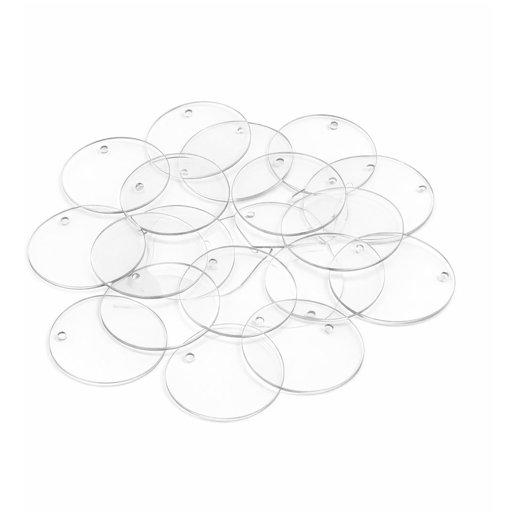 Clear Round Acrylic Blanks with Holes for DIY Christmas Ornaments Crafting and Painting, Pack of 20