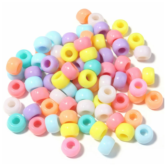 6x9mm Acrylic Pony Beads with 4mm Hole for Bracelets Jewelry Making and DIY Crafts, Pack of 1000