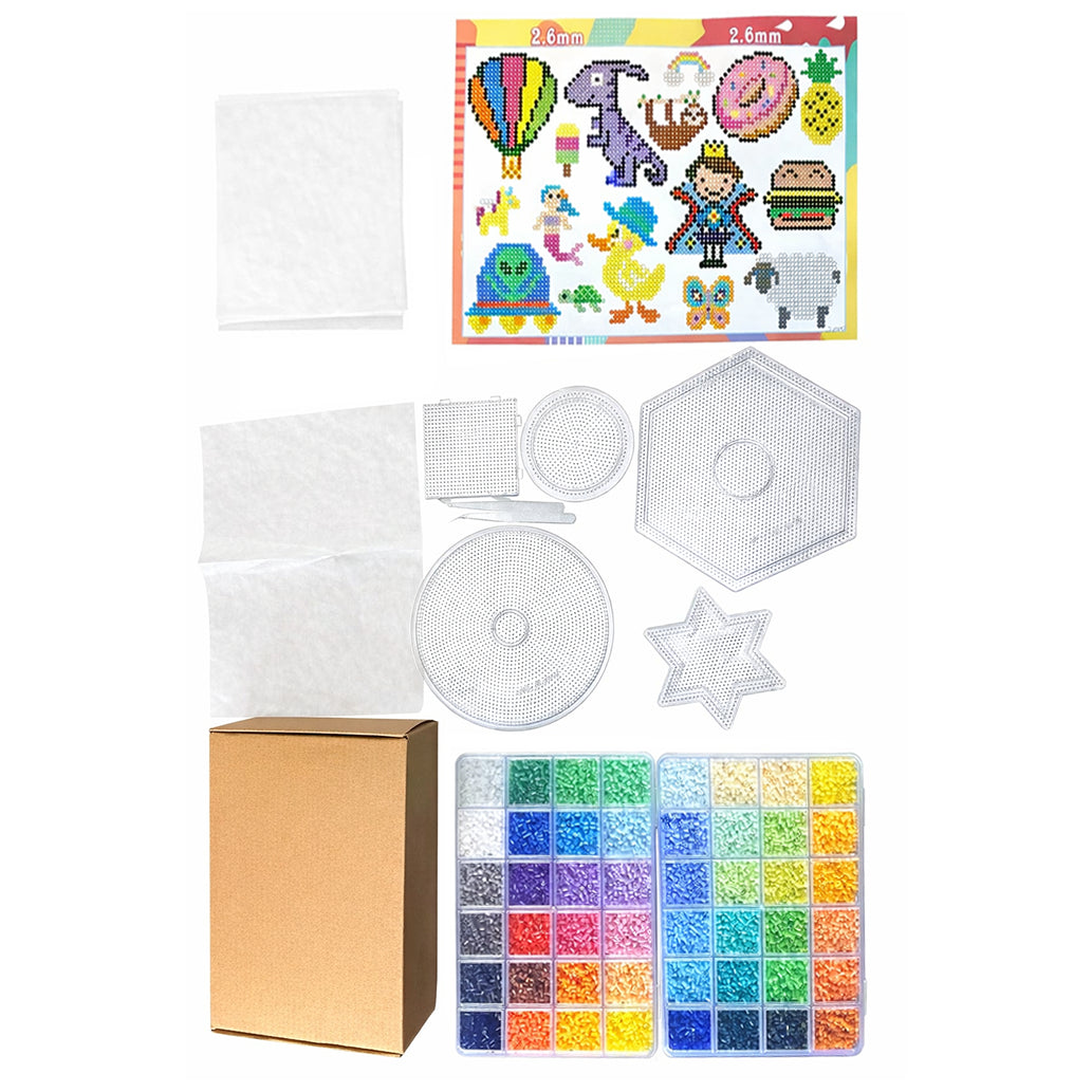 24000 Mini Fuse Beads Kit 2.6mm with Pegboards and Tweezers for Pixel Art DIY Crafts