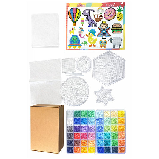 24000 Mini Fuse Beads Kit 2.6mm with Pegboards and Tweezers for Pixel Art DIY Crafts
