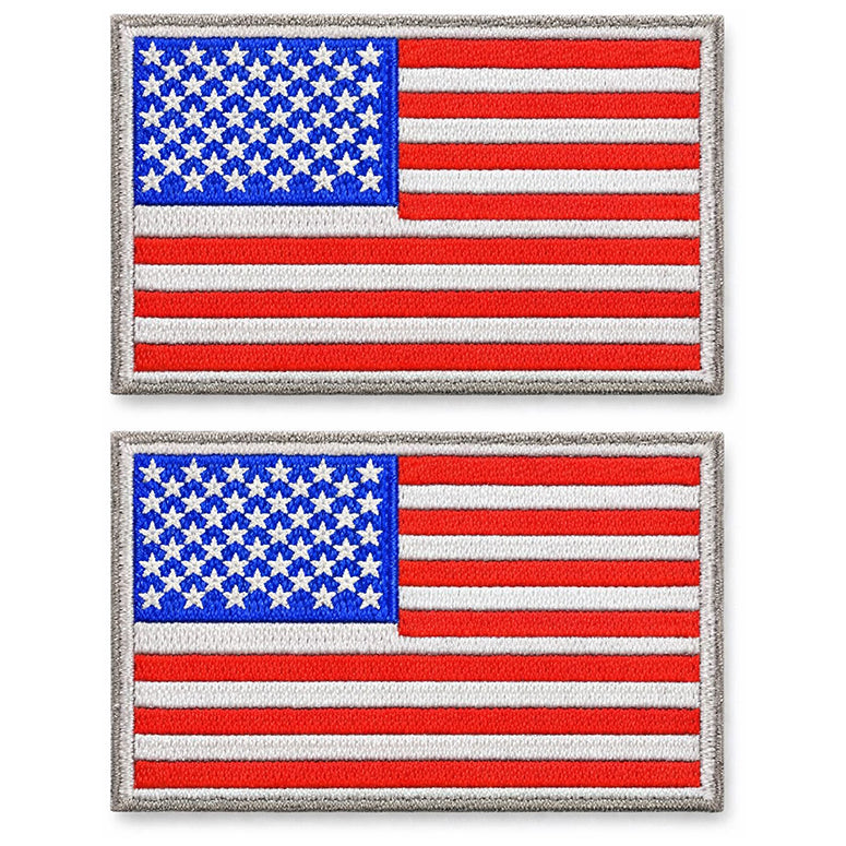 2 Pack Tactical USA Flag Patch 2x3 Inch Embroidered Regular and Reverse with Loop Backing