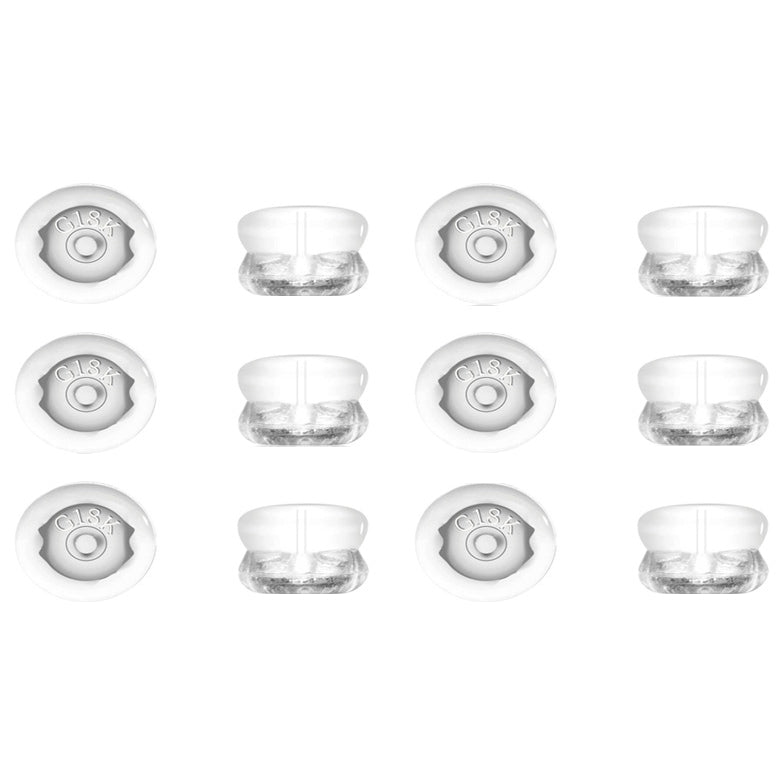 Silicone Locking Earring Backs for Studs and Heavy Earrings Hypoallergenic Clear, Pack of 12