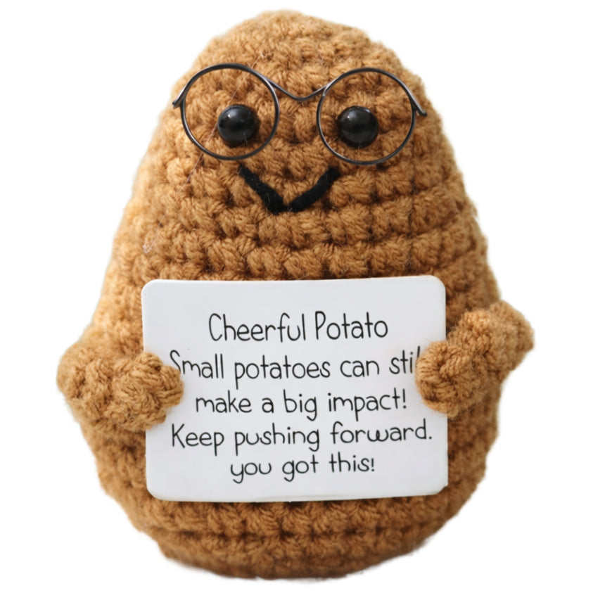 Positive Crochet Plush with Emotional Support Card Cute Funny Knitted Decor for Halloween Thanksgiving Gifts