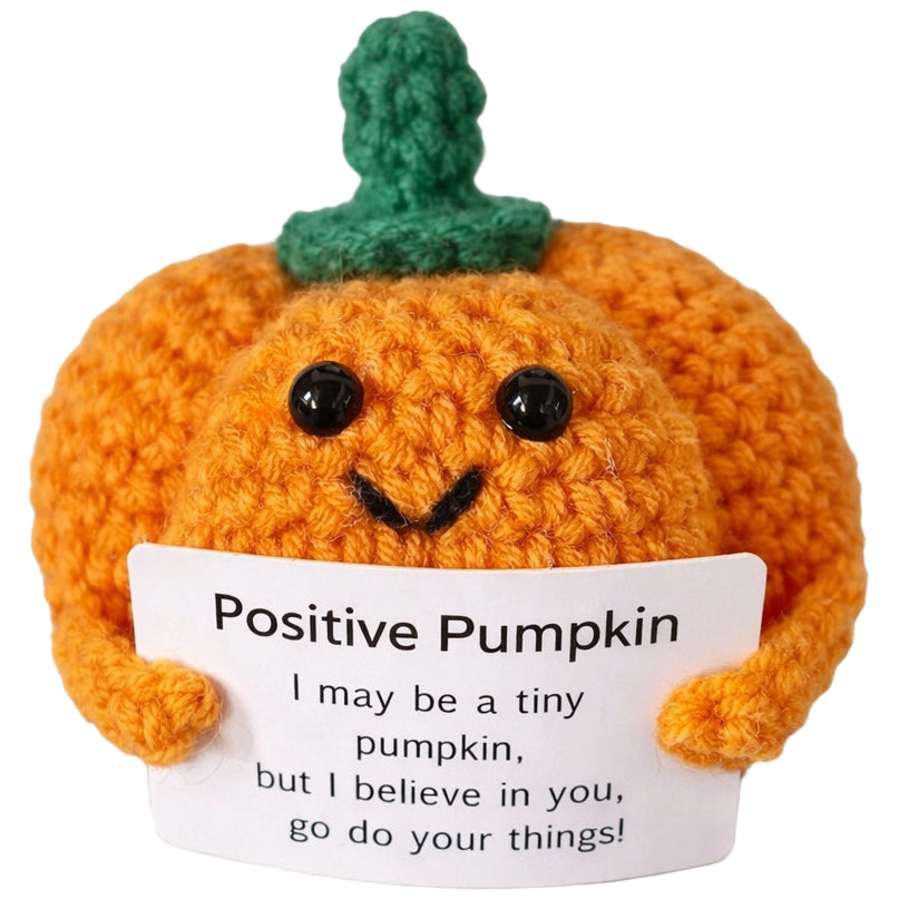 Positive Crochet Plush with Emotional Support Card Cute Funny Knitted Decor for Halloween Thanksgiving Gifts