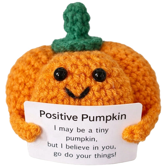 Positive Crochet Plush with Emotional Support Card Cute Funny Knitted Decor for Halloween Thanksgiving Gifts