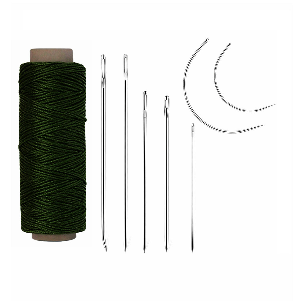 Waxed Thread Upholstery Needle Set with 7 Hand Sewing Needles for Leather Repair