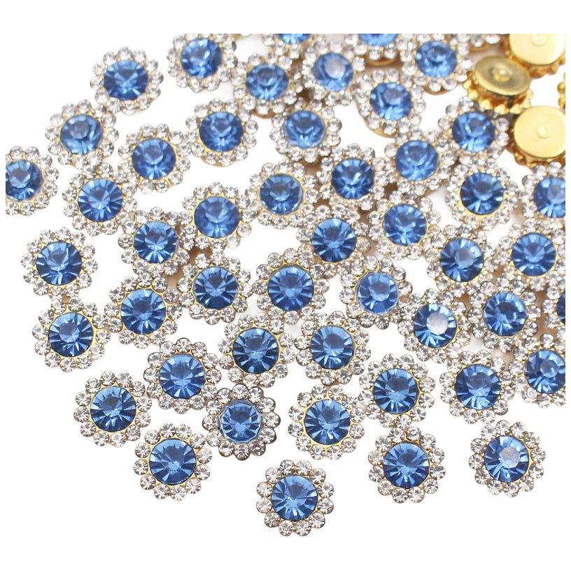 12mm Sew On Crystal Rhinestones with Metal Claw Base for Clothes, Shoes, and Crafts, Pack of 100