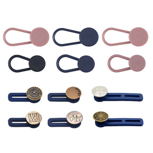 Adjustable No-Sew Pant Waist Extenders for Jeans, Trousers, Skirts, 1–1.8 Inch Fit Buttons, Set of 12