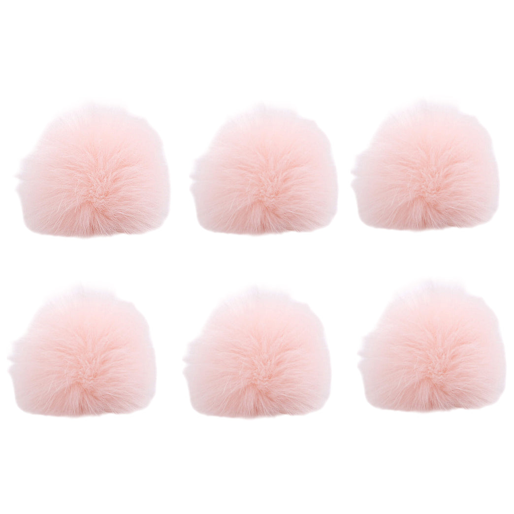 Faux Fox Fur Pom Poms 10 cm Furry Balls with Elastic Loops for Hats and Crafts, Pack of 6