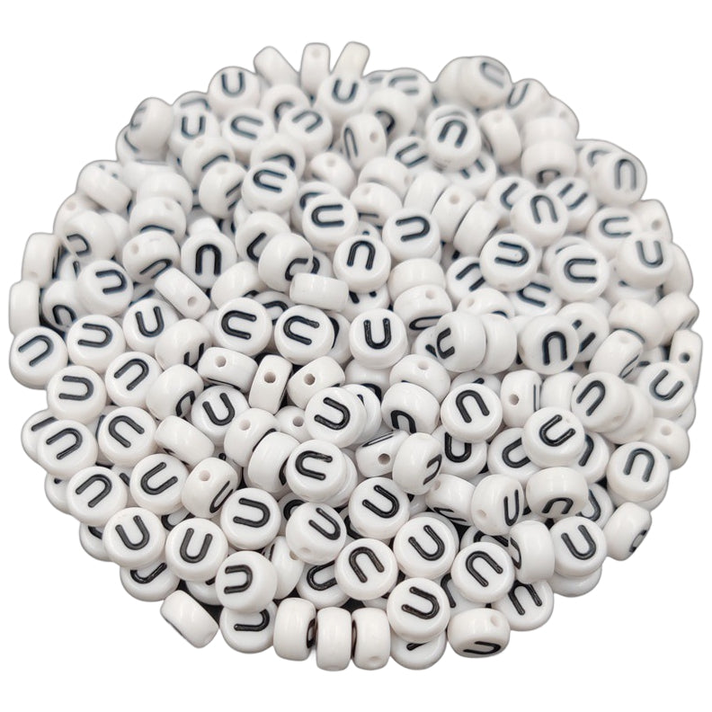 White Round Acrylic Alphabet Letter Beads for Bracelet and Jewelry Making 4x7mm, Pack of 300