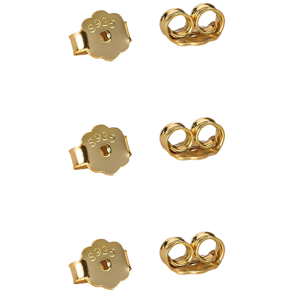Locking Earring Backs for Stud Earrings Secure Replacement for Standard Posts, Pair of 3