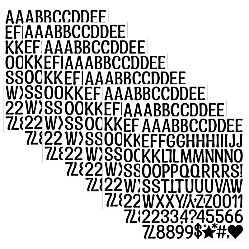 Colorful Cartoon Alphabet and Number Stickers Self Adhesive Vinyl Letters Decals for Classroom Signs Doors Mailboxes, Pack of 8