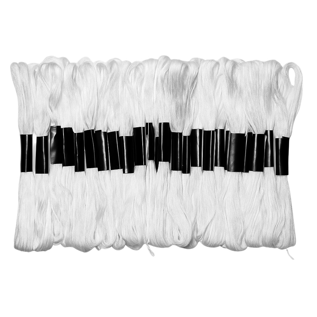 White Embroidery Floss Thread for Cross Stitch, Hair Wraps, and Bracelet Making, Pack of 24