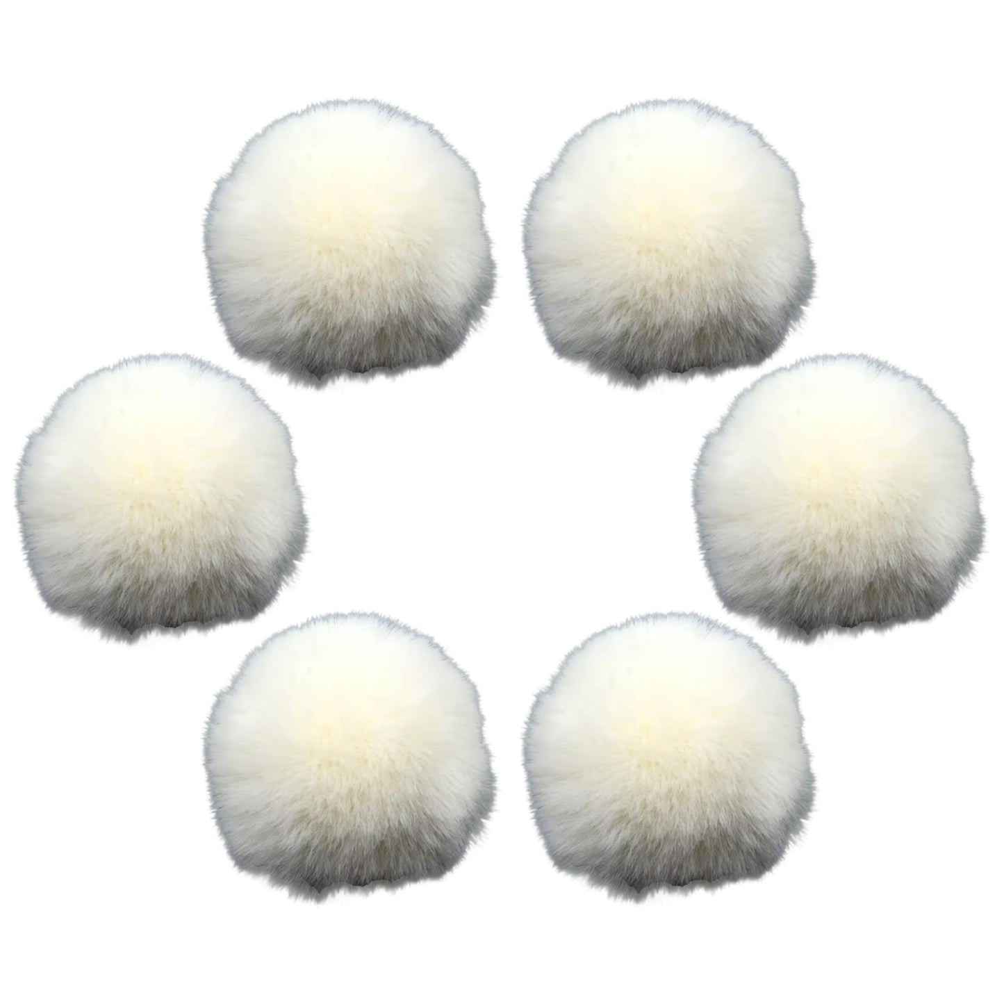 7.5cm Faux Rabbit Fur Ball for DIY Crafts, Keychains, and Decorations, 6-Pack