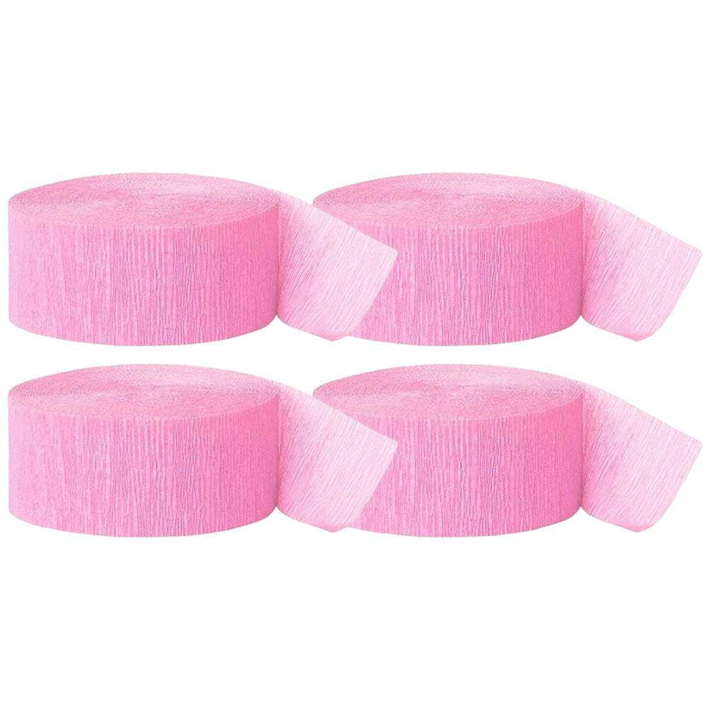 Crepe Paper Streamer Rolls for Birthday Parties, Baby Showers, Weddings, and Event Decorations, Pack of 4