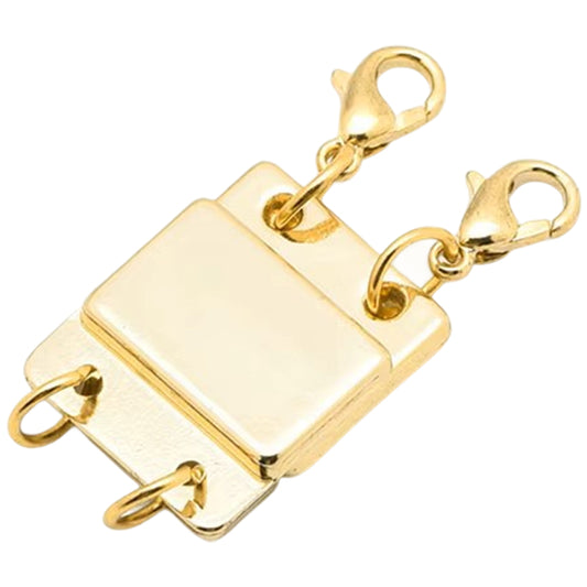 18K Gold and Silver Layered Necklace Clasp Magnetic Separator for Multiple Chains
