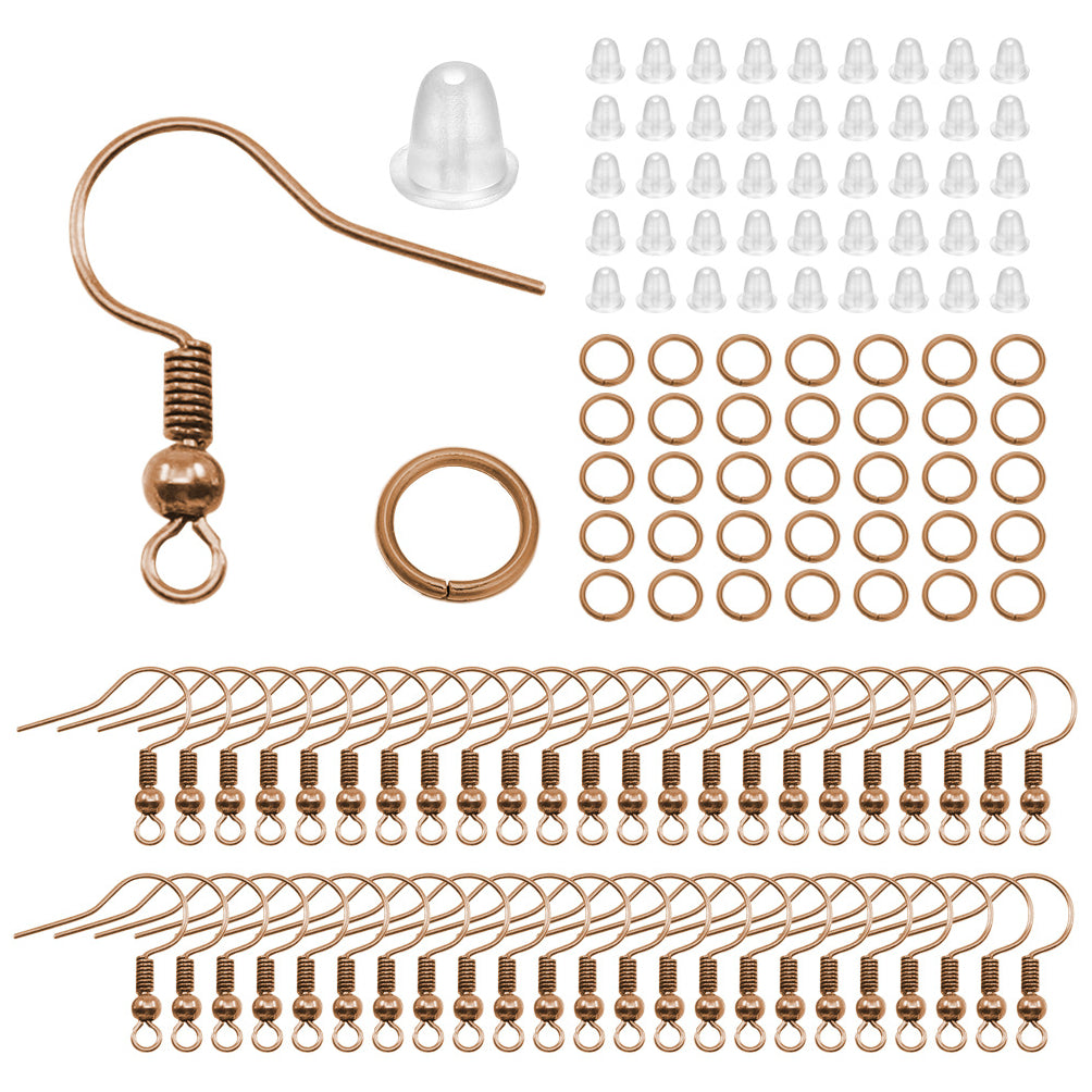 Hypoallergenic Earring Hooks Kit with Backs and Jump Rings for Jewelry Making, Pack of 600