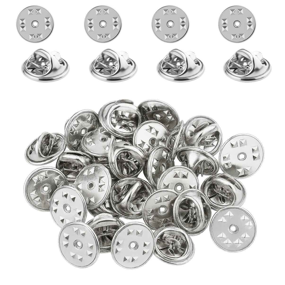 50 Pieces Nickel-Plated Copper Locking Pin Backs for Lapel Pins, Badges, and Brooches