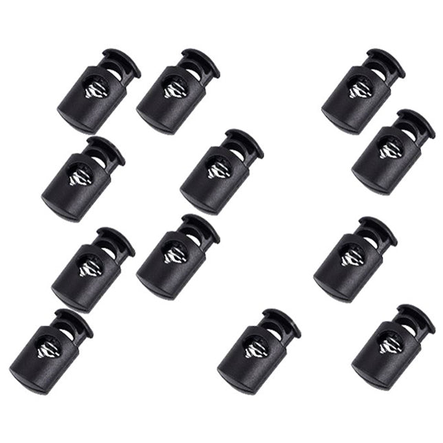Black Plastic Cord Locks for Drawstrings and Shoelaces Durable Spring Toggle Stoppers for Bags and DIY