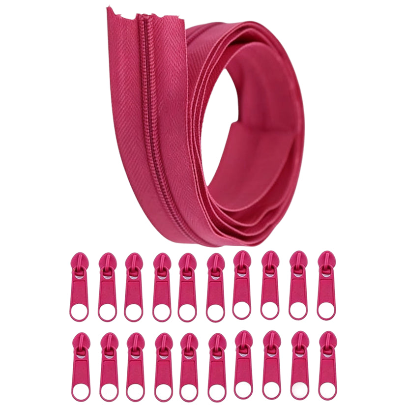 Nylon Coil Zipper 10 Yards with 20 Sliders for DIY Sewing Bags Garments and Crafts