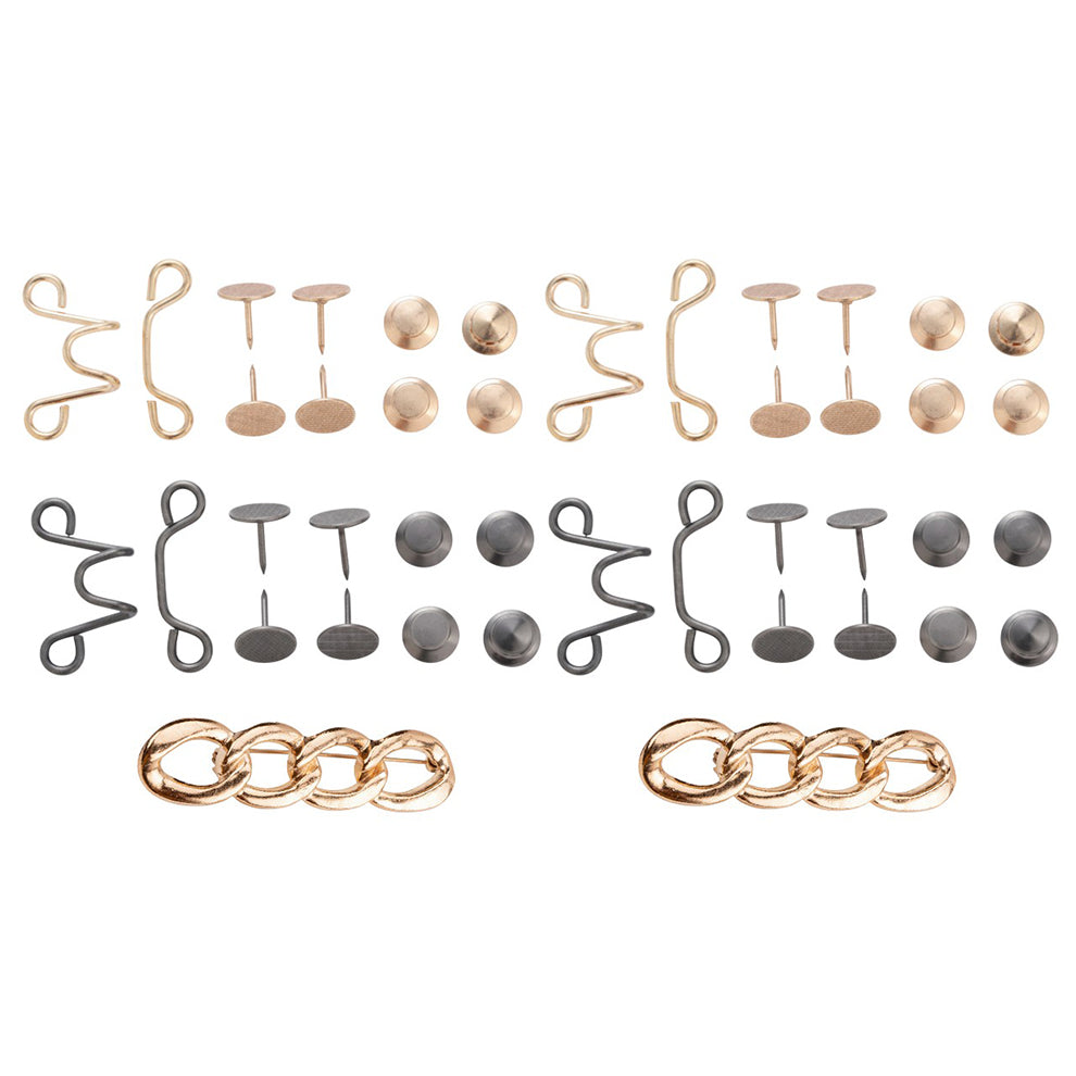 4 Sets Waist Cinching Buckles and 2pcs Pin Waist Cincher Clips for Jeans Dresses Skirts No Sew