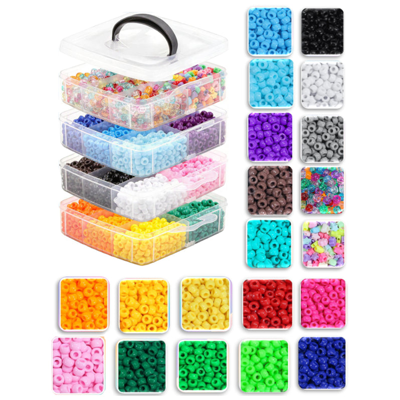 Pony Beads 6x9mm Plastic Beads for Friendship Bracelets Jewelry Making Keychains and DIY Crafts