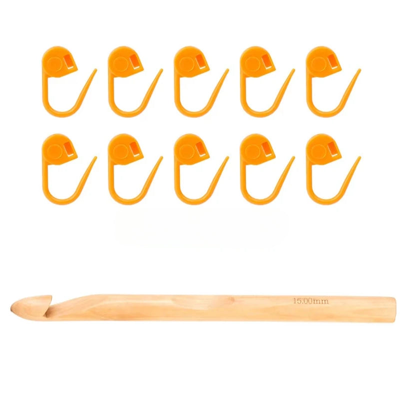 Wooden Handle Crochet Hook Set with Bamboo Needles & Stitch Markers
