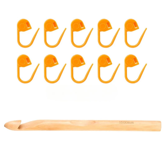 Wooden Handle Crochet Hook Set with Bamboo Needles & Stitch Markers