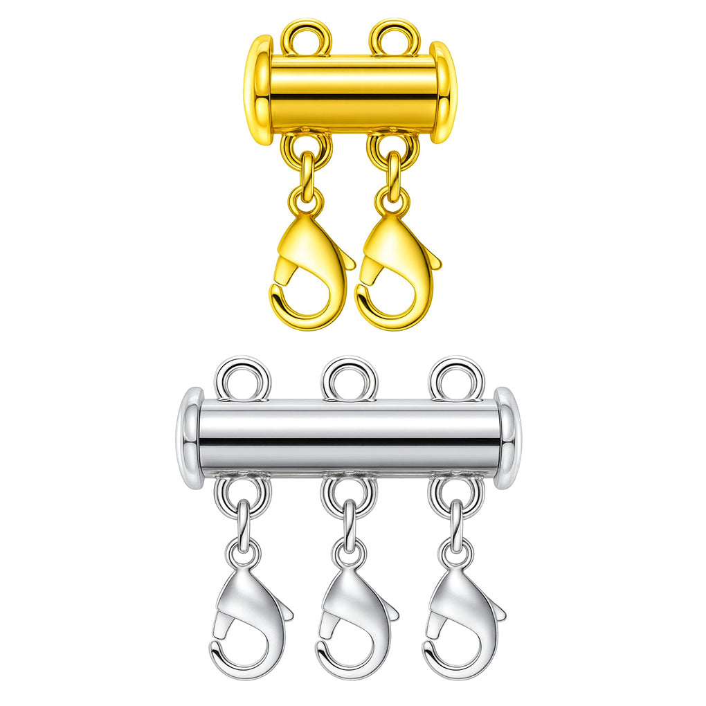 Magnetic Slide Lock Necklace Layering Clasp Connector for Multi Strand Chains and Secure Jewelry Fastening