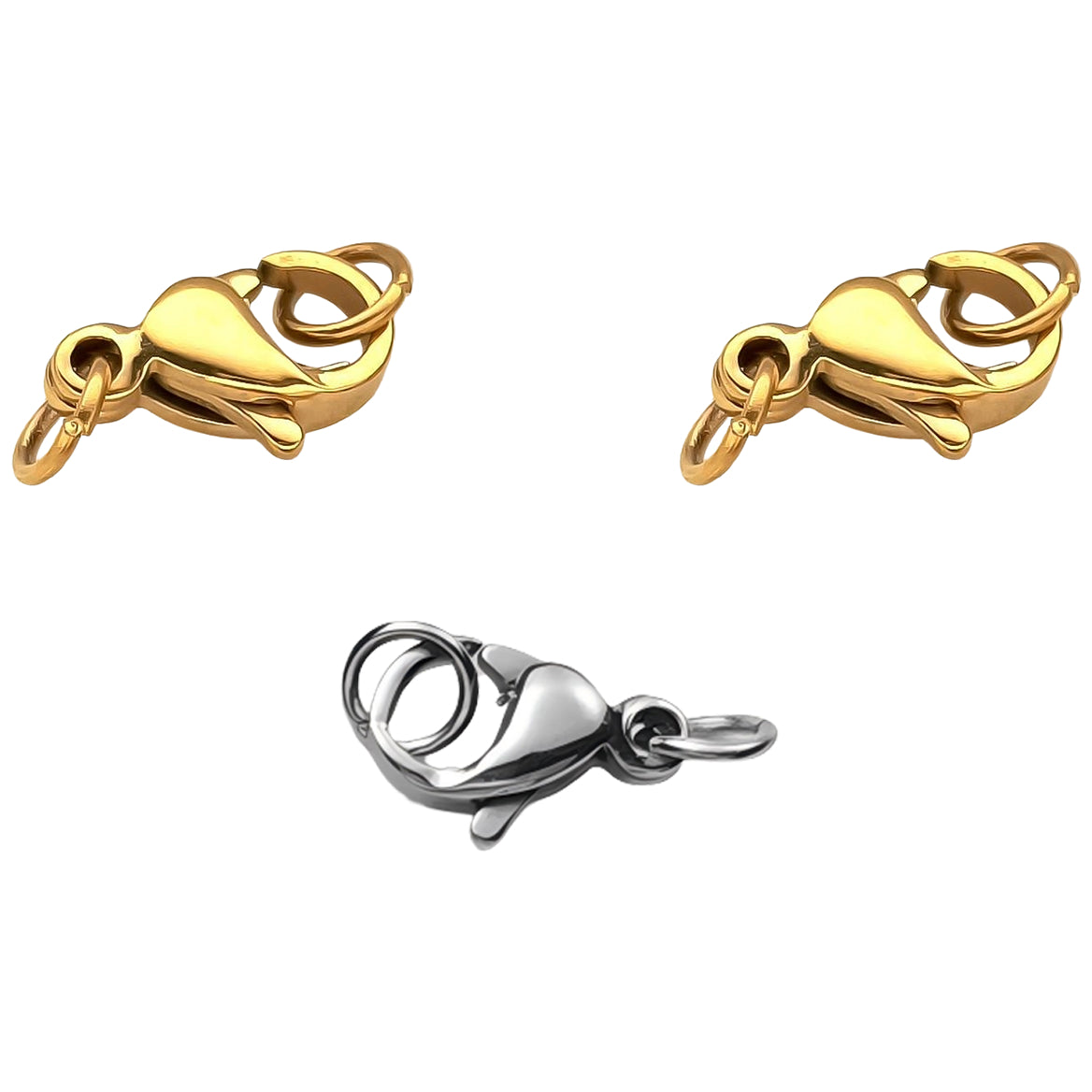Lobster Claw Clasps with Jump Rings for Jewelry Making Necklace and Bracelet Closures, Pack of 3