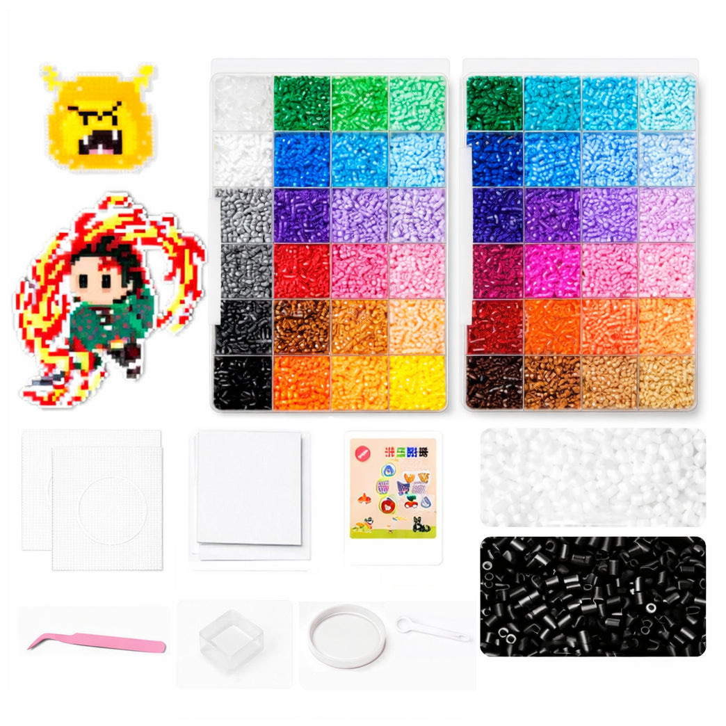 9600 Pieces 5mm Colorful Fuse Beads Kit with Pegboards Tweezers and Ironing Paper for Kids Crafts
