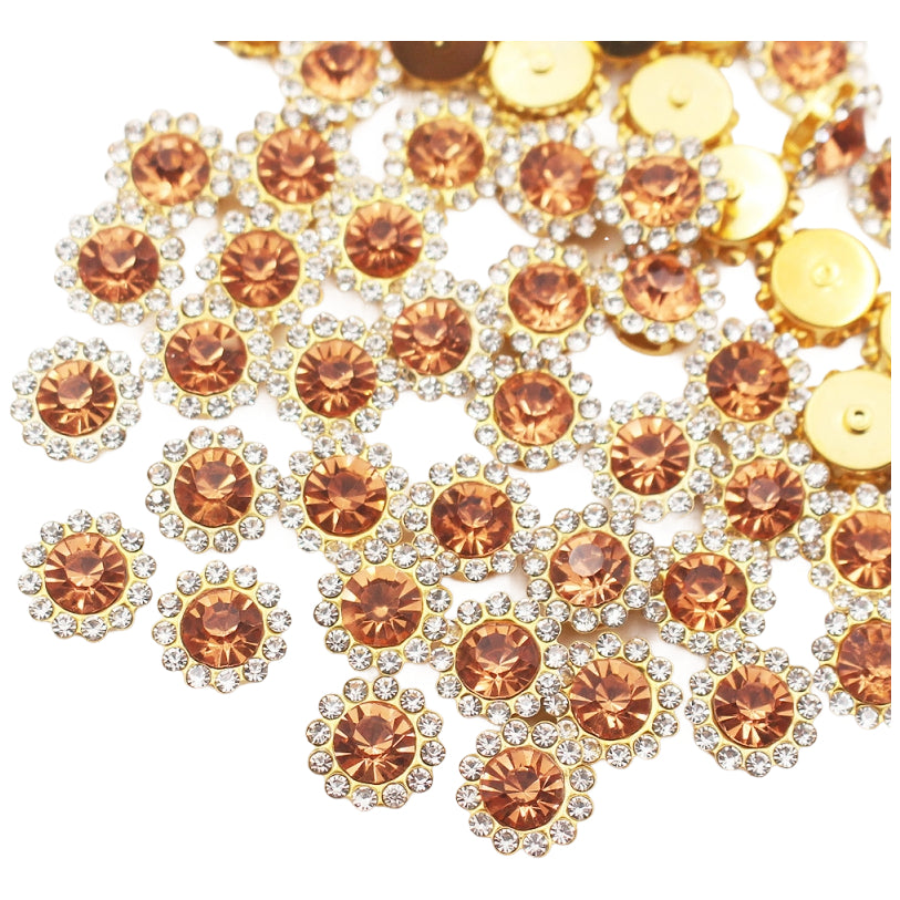 12mm Sew On Crystal Rhinestones with Metal Claw Base for Clothes, Shoes, and Crafts, Pack of 100