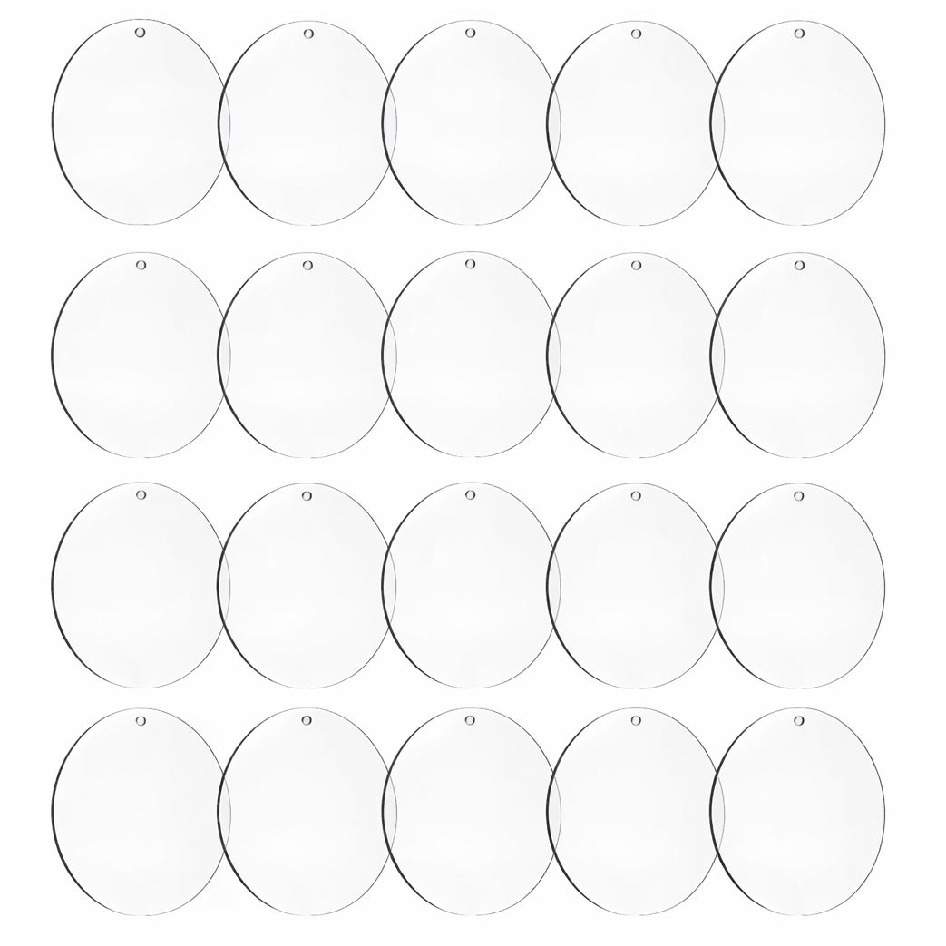 Clear Round Acrylic Blanks with Holes for DIY Christmas Ornaments Crafting and Painting, Pack of 20
