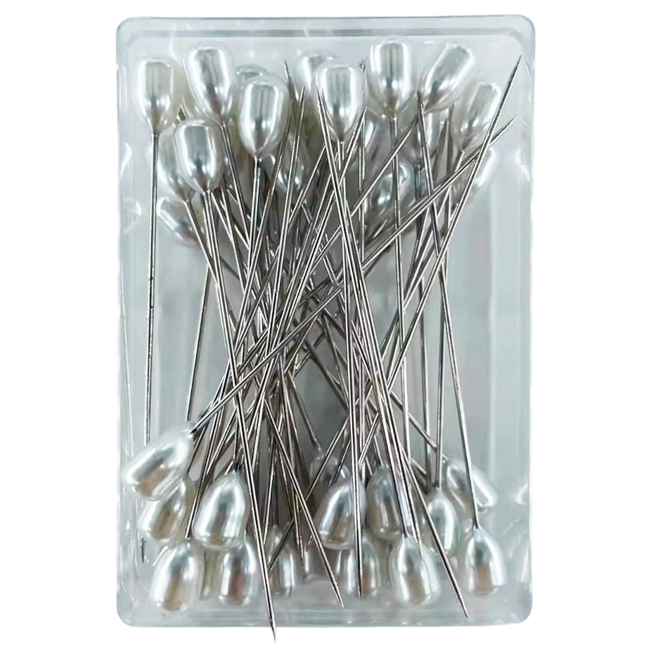 Teardrop Pearl Head Pins 54mm Sewing Wedding Bouquet Corsage Jewelry Craft Pins DIY Floral Decorations, Pack of 100