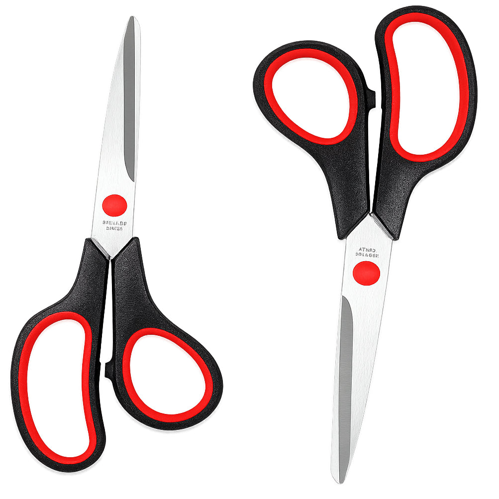 8-Inch Stainless Steel Scissors Sharp Tailoring Shears for Sewing, Crafts, and Office Use, Pack of 2