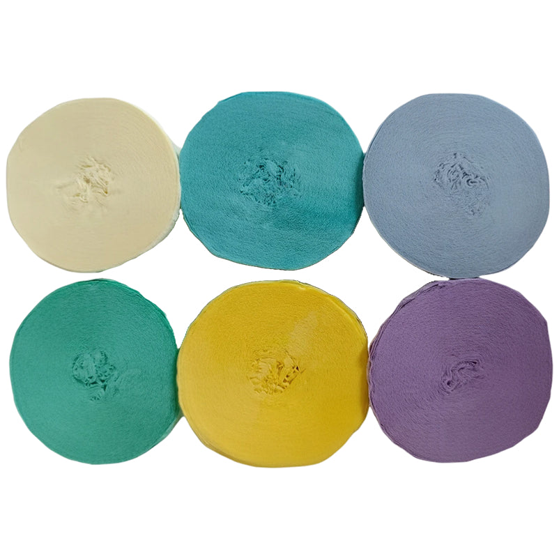 Crepe Paper Streamers 82ft Each Roll for Birthday, Wedding, and Party Decorations 1.77 Inch, Pack of 6