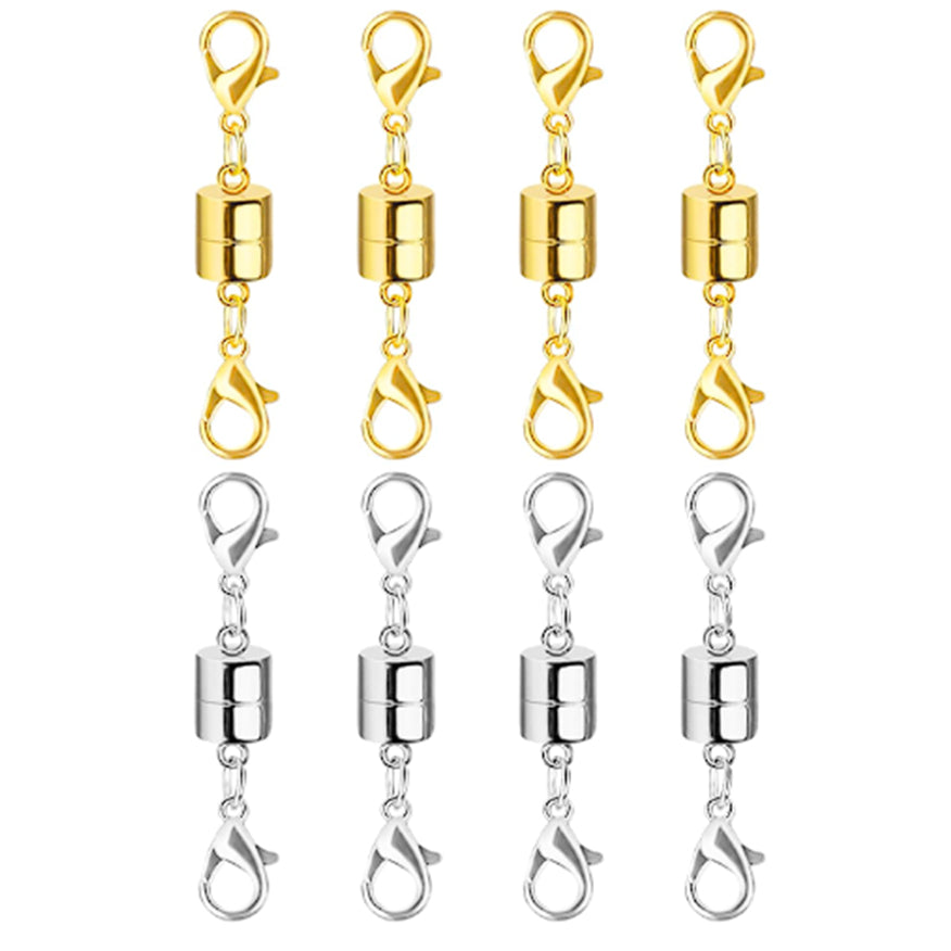 Magnetic Necklace Clasp Extenders with Double Lobster Clasps for Easy Jewelry Attachment in Gold and Silver