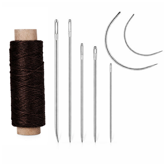 Waxed Thread Upholstery Needle Set with 7 Hand Sewing Needles for Leather Repair
