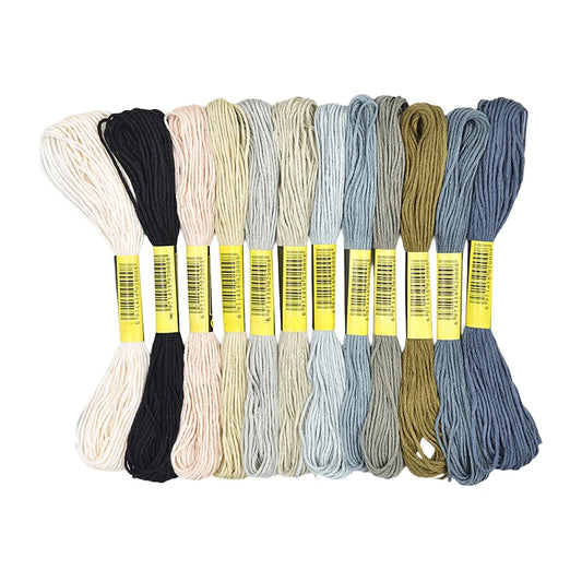 12 Skeins Embroidery Floss 6 Ply Polyester Variegated Threads 105 Yards for Cross Stitch Bracelet Knitting Craft