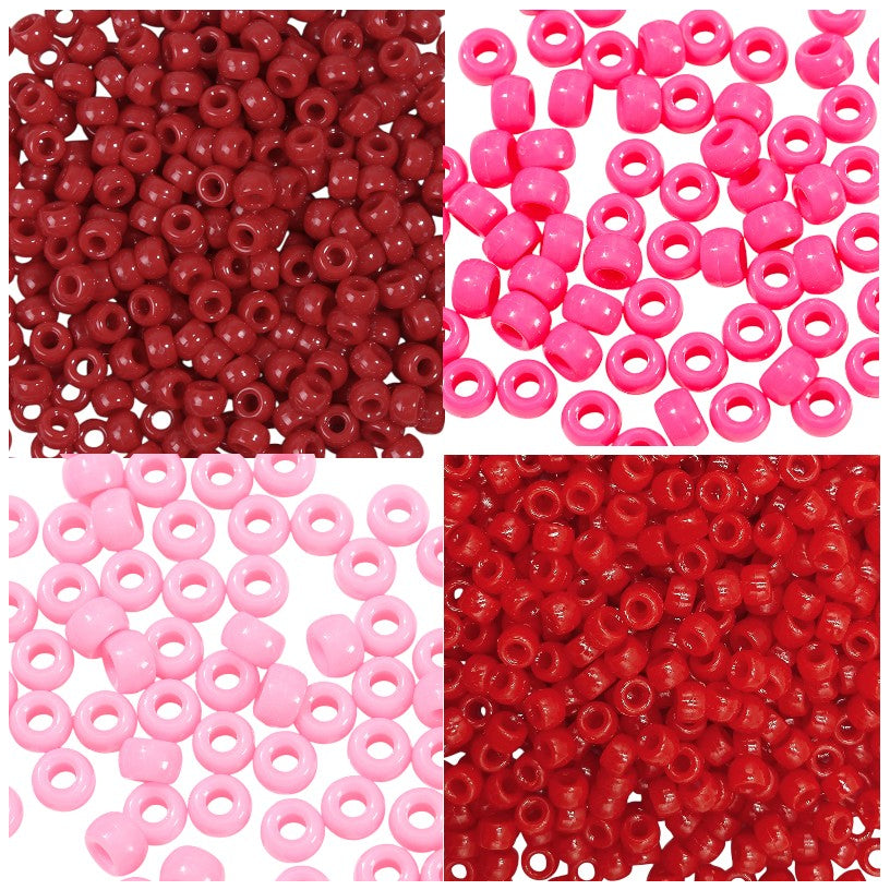 Pony Beads 6 x 9 mm Plastic Craft Beads for DIY Jewelry Hair and Decorations, Pack of 1200
