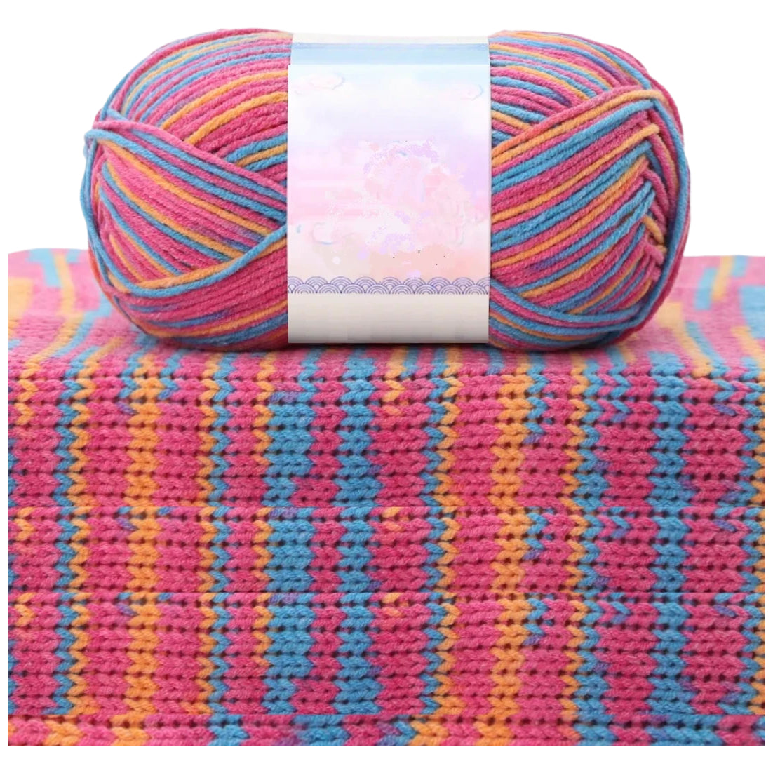 1.5mm Multicolored Fancy Yarn for Knitting & Crocheting Sweaters, Scarves & DIY Crafts, 50 Grams/1.76oz 175 yards