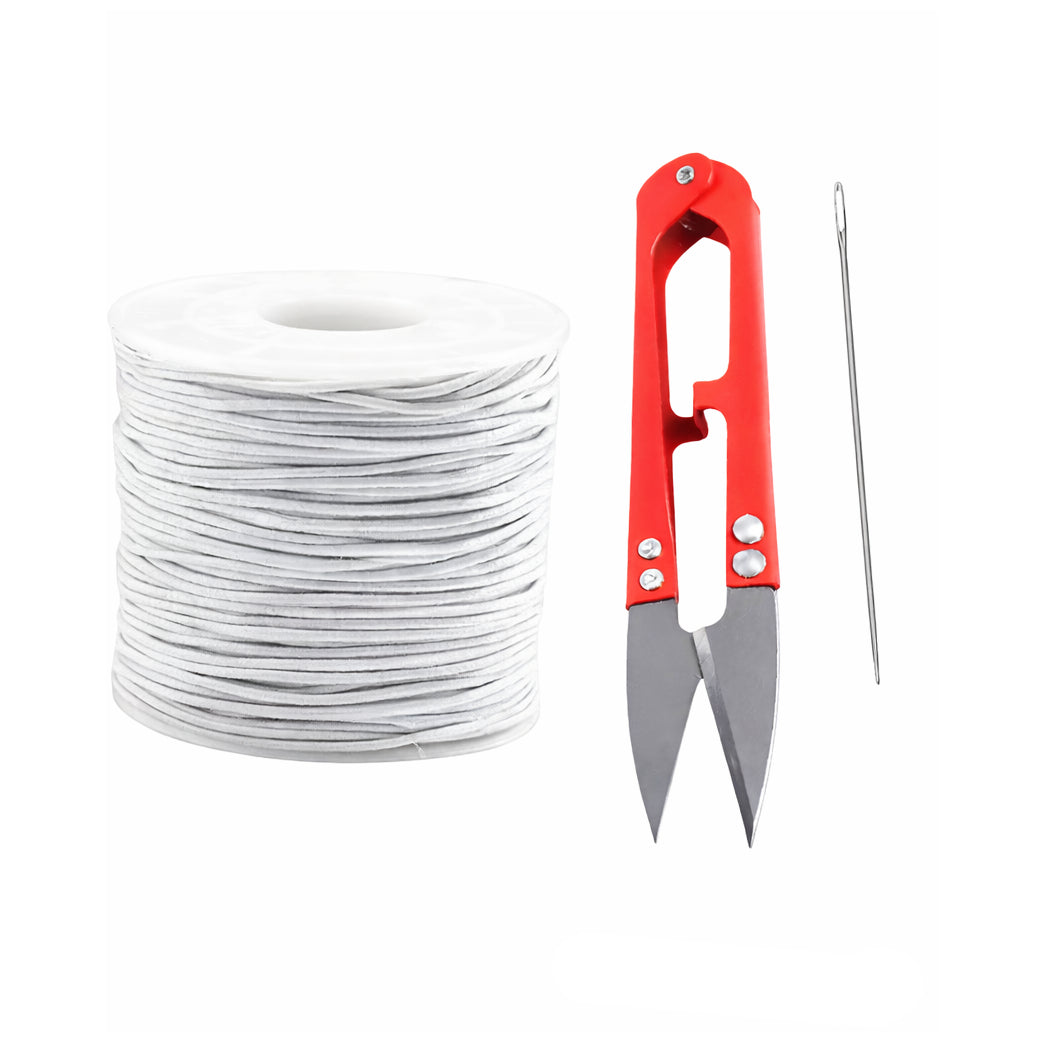 50 Yards Each Roll Nylon Core Spun Elastic Cord With Needle and Scissors for Jewelry Making and Crafts