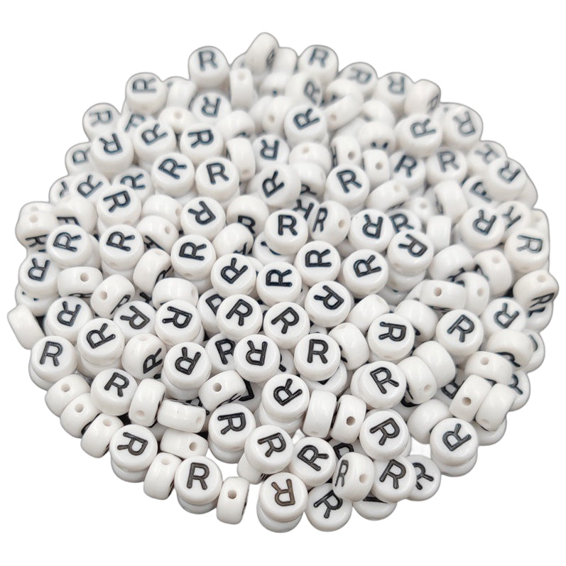 White Round Acrylic Alphabet Letter Beads for Bracelet and Jewelry Making 4x7mm, Pack of 300