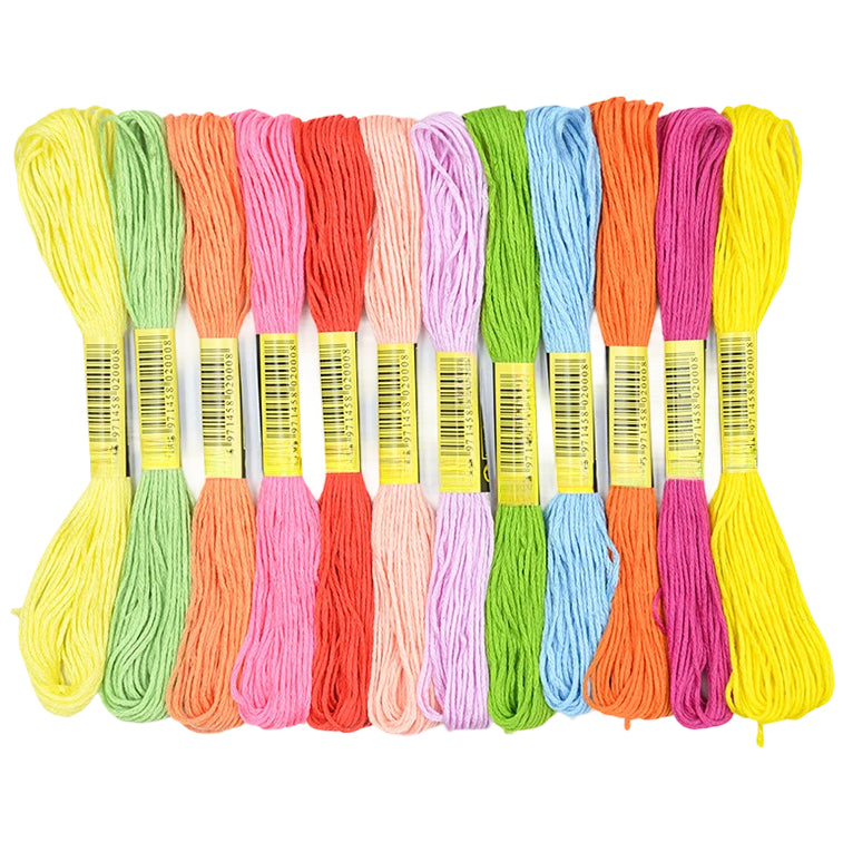 12 Skeins Embroidery Floss 6 Ply Polyester Variegated Threads 105 Yards for Cross Stitch Bracelet Knitting Craft
