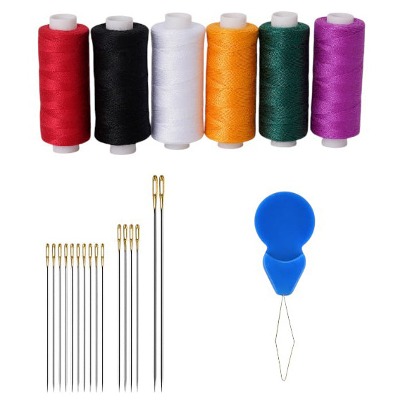 6-Piece Polyester Sewing Thread Kit with Needles and Threader for Hand Sewing and Embroidery