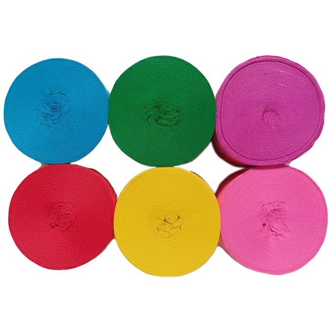 Crepe Paper Streamers 82ft Each Roll for Birthday, Wedding, and Party Decorations 1.77 Inch, Pack of 6