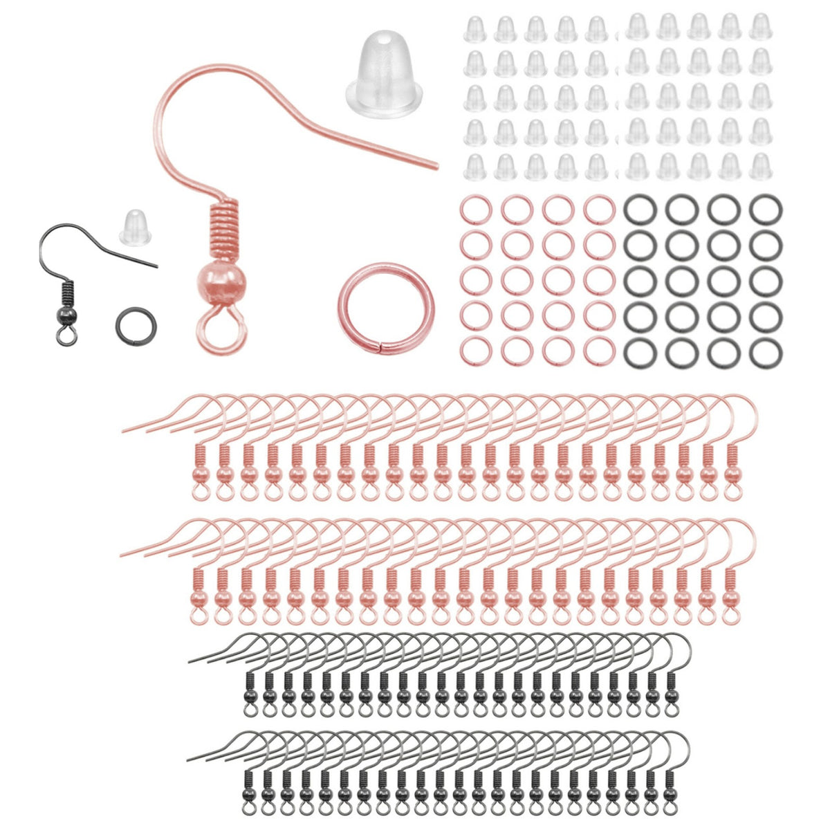 Hypoallergenic Earring Hooks Kit with Backs and Jump Rings for Jewelry Making, Pack of 600