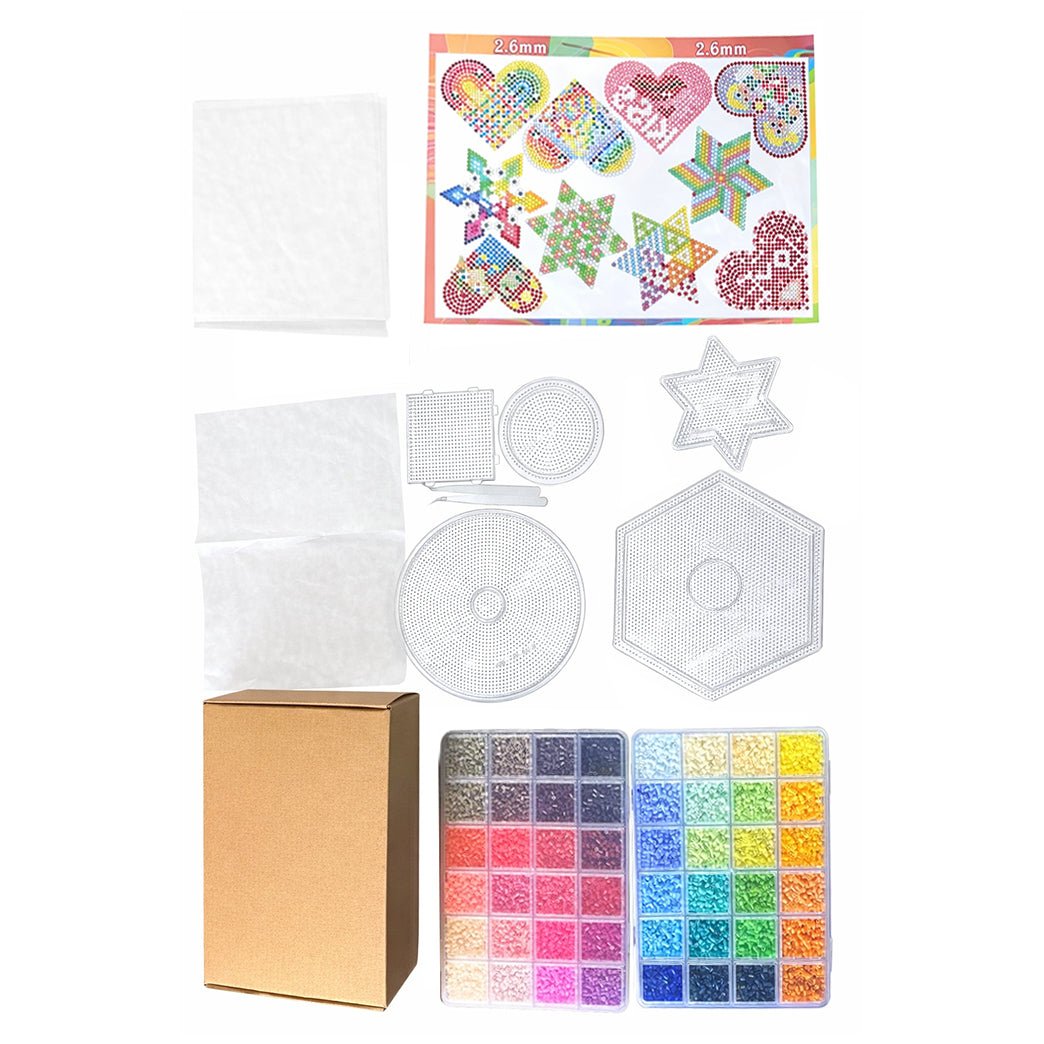 24000 Mini Fuse Beads Kit 2.6mm with Pegboards and Tweezers for Pixel Art DIY Crafts
