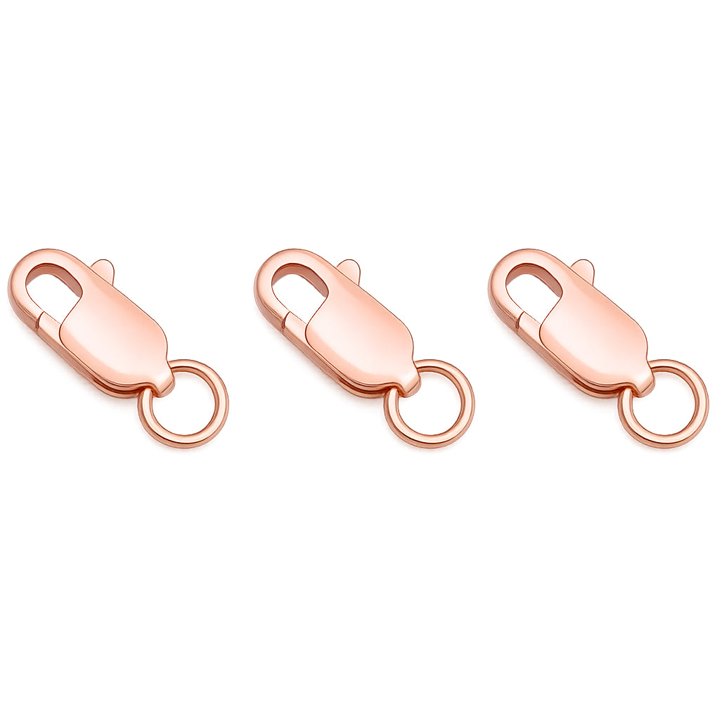 18K Gold Rectangle Lobster Claw Clasps with Jump Rings for DIY Jewelry Making, Hypoallergenic Nickel Free